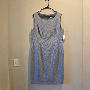 Kasper Classic Gray Midi Dress Sz 16 NWT